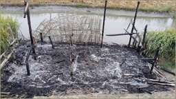 পাইকগাছায় দুর্বৃত্তের লাগানো আগুনে চিংড়ি ঘেরের বাসা পুড়ে ছাই