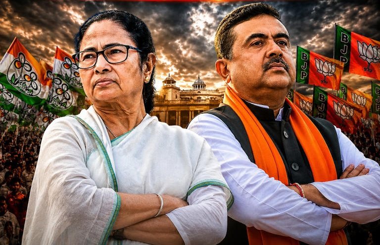 পশ্চিমবঙ্গে বিজেপি-তৃণমূল হাড্ডাহাড্ডি লড়াই, এগিয়ে কারা