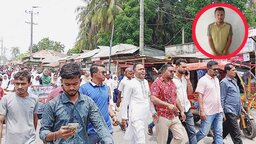 লালমোহনে মাদক সম্রাট শাহাবুদ্দিনের শাস্তি ও সহযোগীদের গ্রেপ্তারের দাবিতে বিক্ষোভ