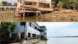 প্রায় তিন কোটি টাকার সাইক্লোন শেল্টার বিষখালীতে বিলীন, পাঁচ বছরেই ভাঙনের কবলে—ভবন ধসে স্কুলছাত্রের মৃত্যু, হুমকিতে বসতবাড়ি-ফসলি জমি
