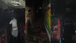 নোয়াখালীতে টার্মিনালে দাঁড়িয়ে থাকা বাসে আগুন