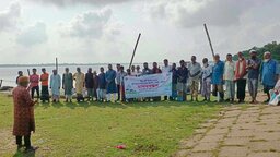 বিশ্ব নদী দিবসে বিষখালীর তীরে নদী সুরক্ষার দাবিতে মানববন্ধন