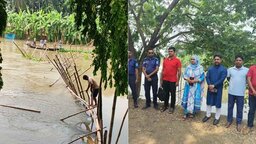কাশিয়ানীর কুমার নদীতে অবৈধভাবে বাঁধ দিয়ে মাছ ধরার স্থাপনা উচ্ছেদ