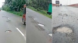 সাত দিনের বৃষ্টিতেই উঠে যাচ্ছে ঝালকাঠি-রাজাপুর মহাসড়কের কার্পেটিং